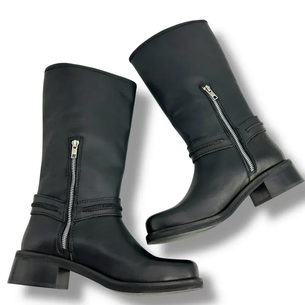 Steve Madden Black Leather Moto Boots - Picture 6 of 11